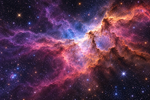 Kleurrijke nevel met gas en stofwolken in de diepe ruimte