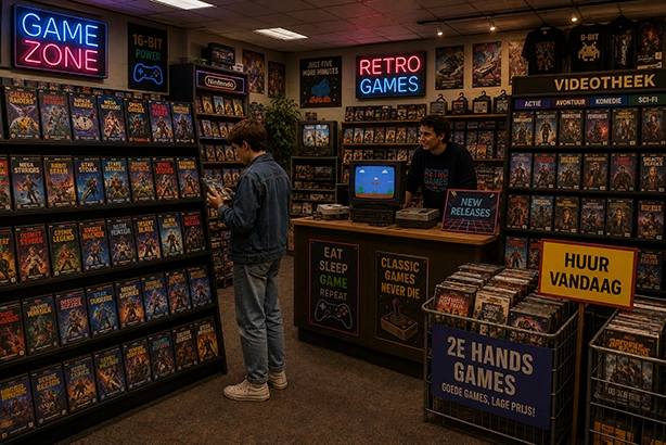 Nostalgische retro game- en videotheek